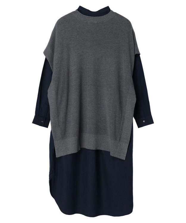 AMERICAN HOLIC ＳＥＴ　シャツワンピース＋ニットベスト Gray Mixture