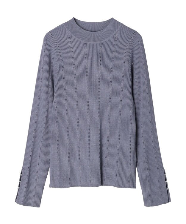 earth music&ecology 袖パールハイネックリブプルオーバー Blue