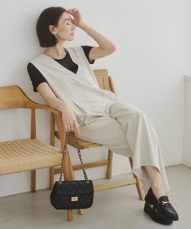 WEGO 【ANGIE VINTAGE】Vネックオールインワン ホワイトアイボリー