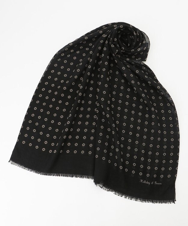 JOSEPH ABBOUD 【Holliday&Brown】クレストパターン ストール ブラック系5