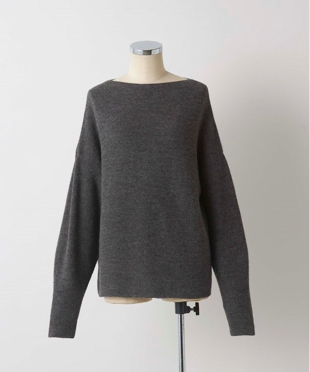 TOQUE 〈大草直子さんアドバイザー〉ベビーアルパカ ミドルゲージ モックネックニット チャコールグレー