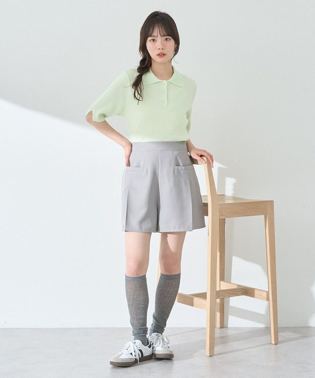 earth music&ecology 半袖ポロニットプルオーバー Mint Green