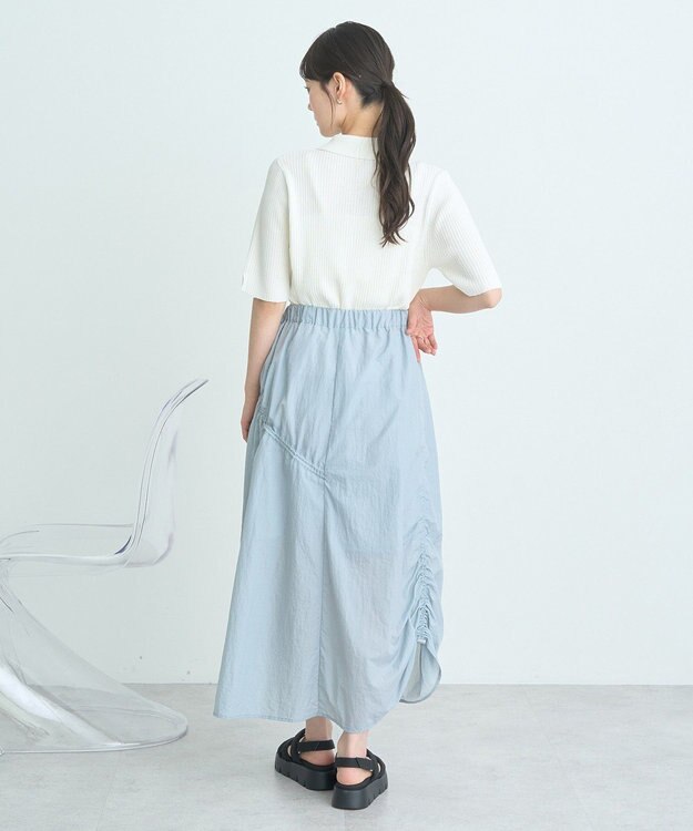 earth music&ecology 半袖ポロニットプルオーバー Ivory