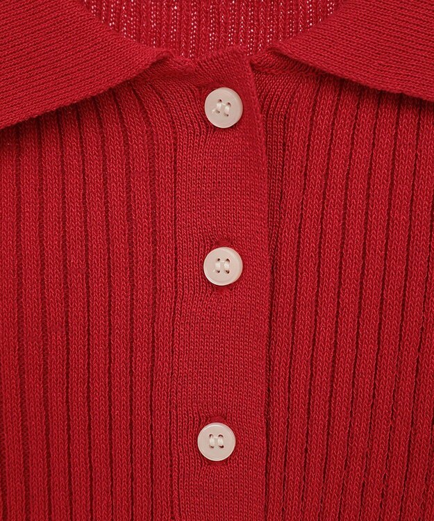 earth music&ecology 半袖ポロニットプルオーバー Red