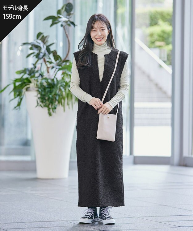 Tiaclasse ボアジャンパースカート ワンピース ブラック