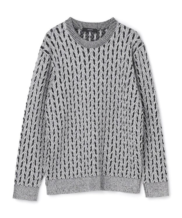 JOSEPH HOMME 【新柄】モロッカンクリスタル　クルーネックニット ライトグレー系