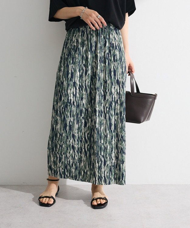 Green Parks 柄プリーツスカート Green