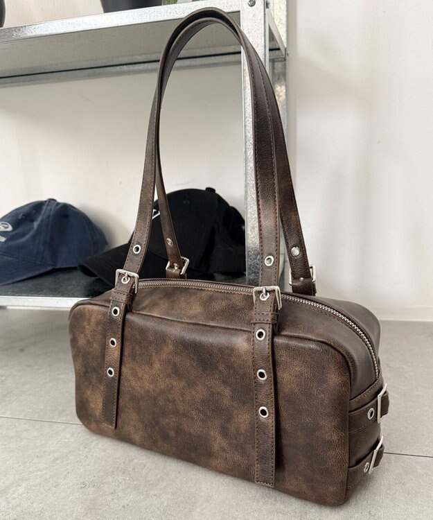 WEGO サイドベルトボストンバッグ ブラウン