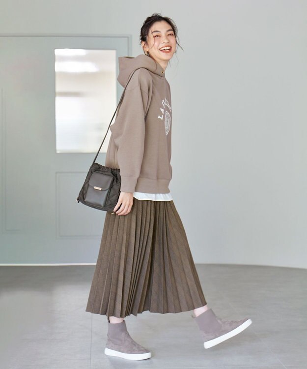 ANY 【洗濯機可能/サスティナブル】ロゴ裏起毛パーカー モカ