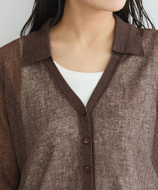 CRAFT STANDARD BOUTIQUE シアージョーゼットニットカーディガン Brown
