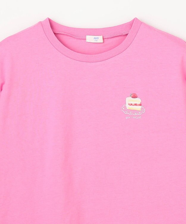 ANY KIDS 【綿100%】バックプリント オーバーサイズTシャツ ピンク×スイーツ