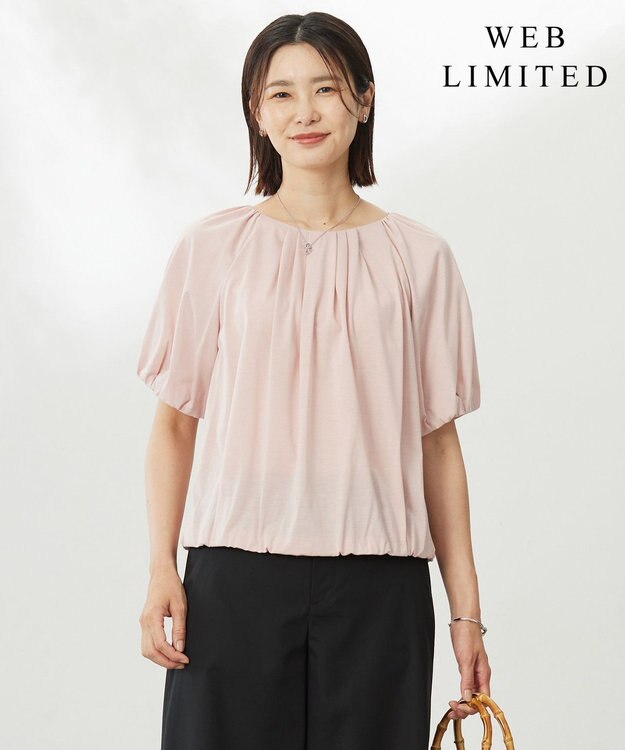 J.PRESS LADIES 【WEB限定・洗える・接触冷感】バルーンジャージー カットソー 【WEB限定】ピンク系