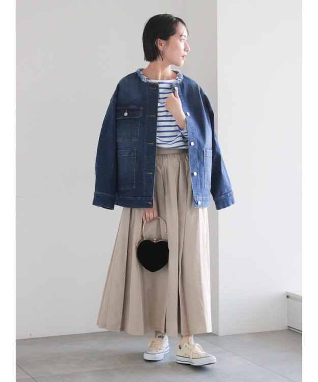 Te chichi ダブルタックフレアスカート ライトベージュ