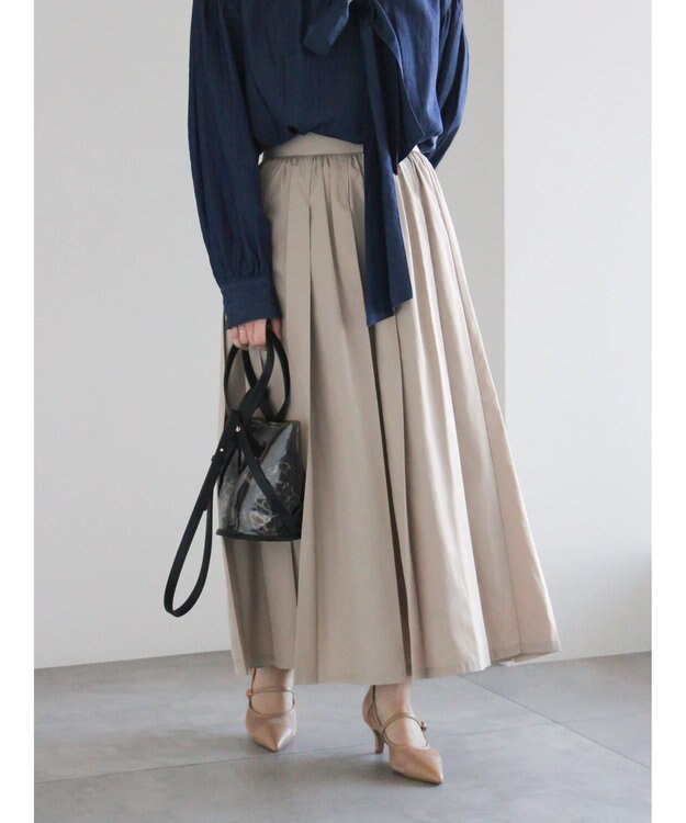 Te chichi ダブルタックフレアスカート ライトベージュ