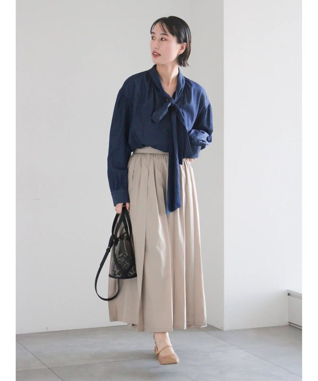 Te chichi ダブルタックフレアスカート ライトベージュ