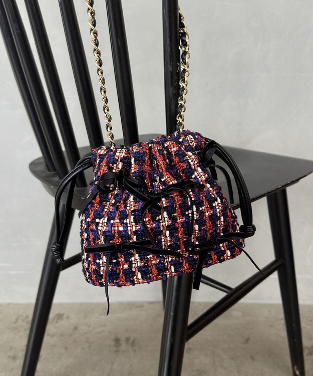 組曲 ツイードMINIドロスト バッグ ネイビー系7