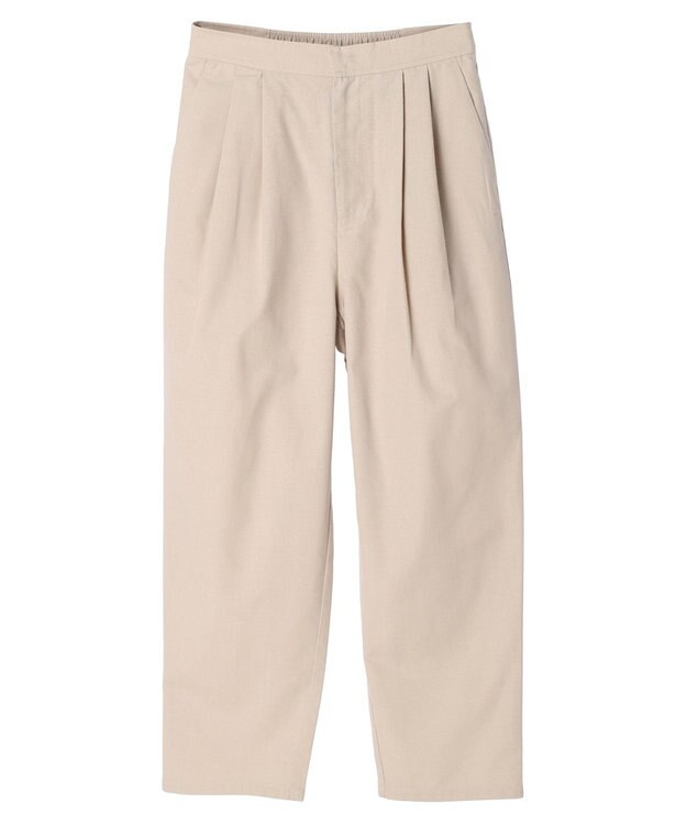 Green Parks 綿麻混タックテーパードパンツ Light Beige