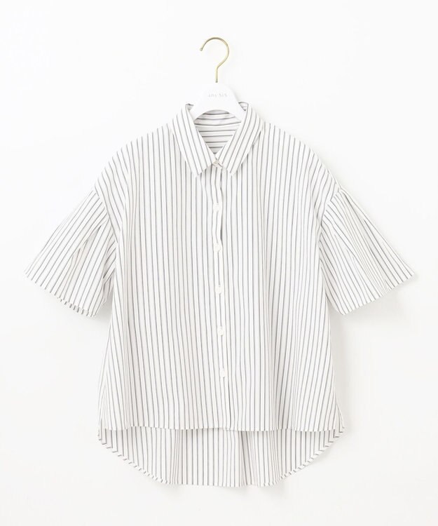 ANY SIS S 【洗える】クロップド シャツ オフベースストライプ