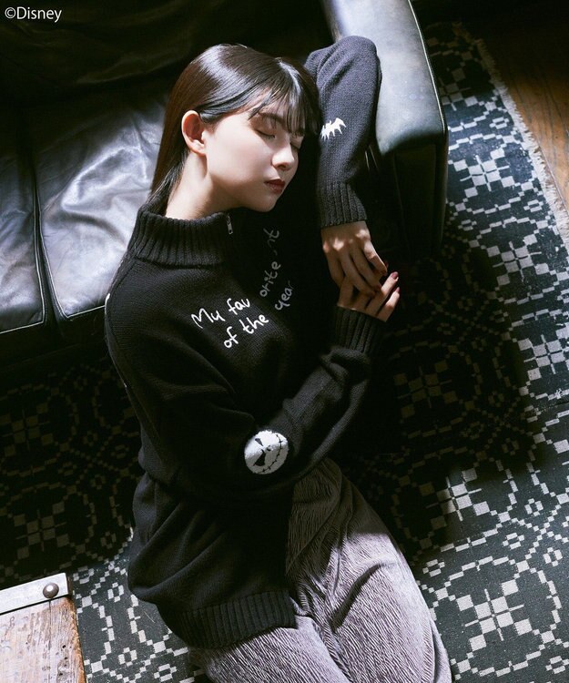 earth music&ecology ナイトメア／ダブルジップニットカーディガン Black