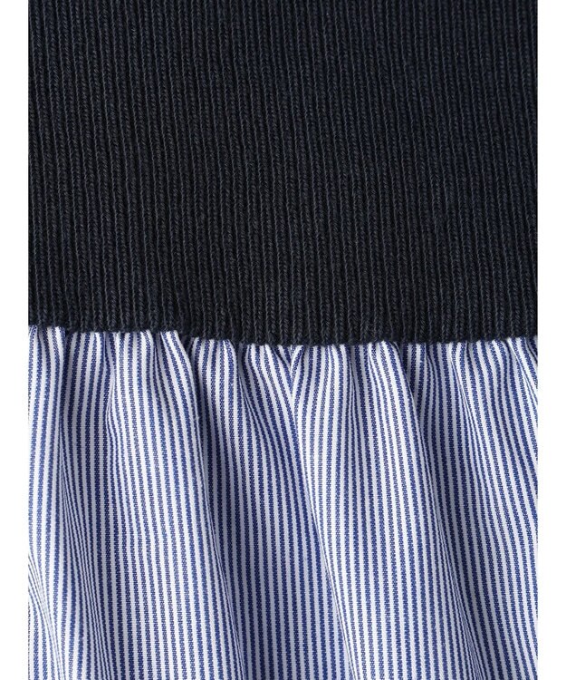 Green Parks リブドッキングカットソーボリュームチュニック Stripe