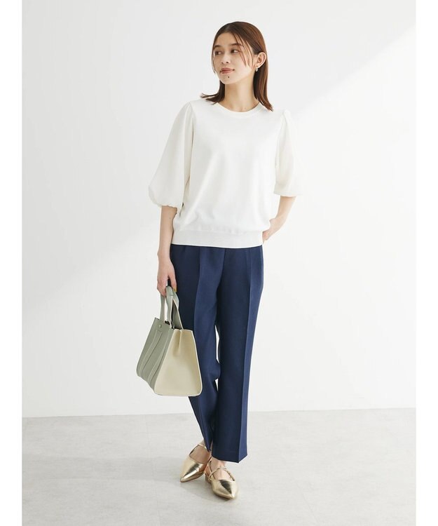 Green Parks 接触冷感　きれいシルエットパンツ（テーパード） Dark Navy