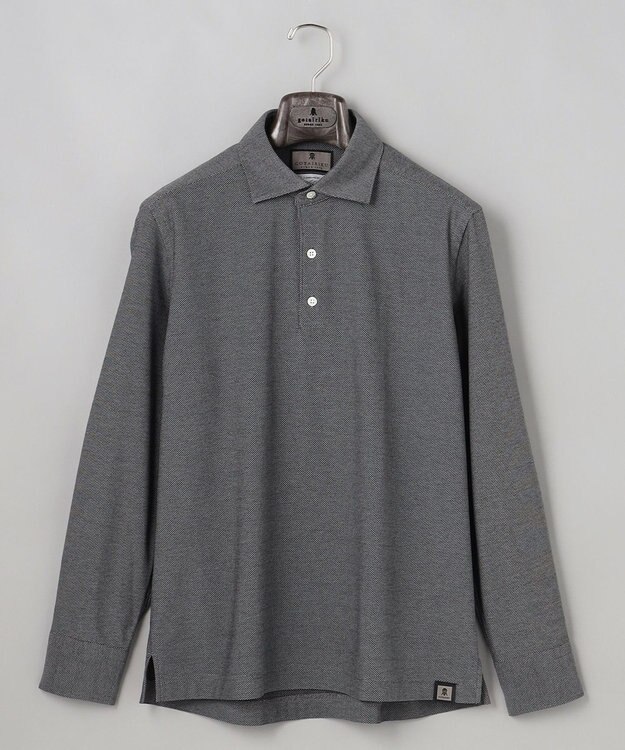 GOTAIRIKU あのBIZポロが 長袖に【仕事で着られる】キレイめ 鹿の子 ビズポロシャツ_ロング ライトグレー系