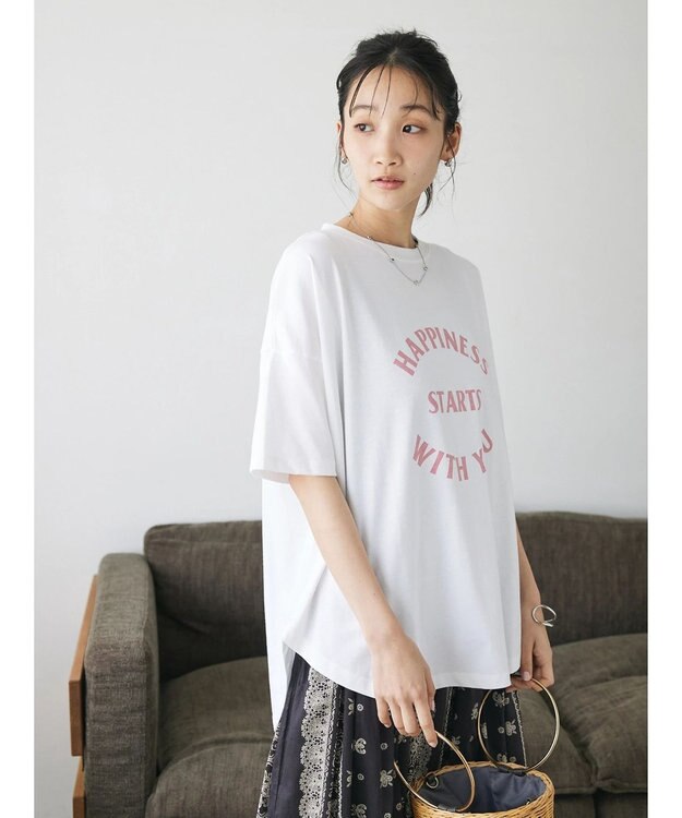 CRAFT STANDARD BOUTIQUE シルケット天竺　ロゴＰＴ裾ラウンドチュニックＳ／Ｓ Off White