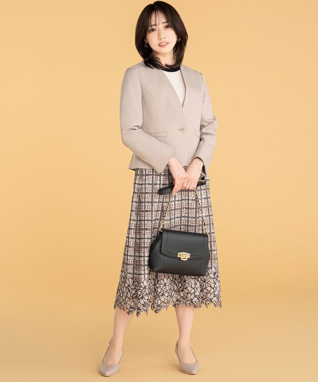 ANY SIS 【洗える】フラワーレースチェックパネル スカート アイボリー系