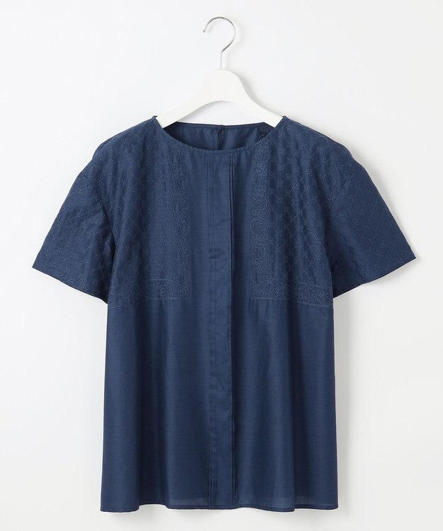 自由区 エンブロイダリーローン Tブラウス コバルトブルー