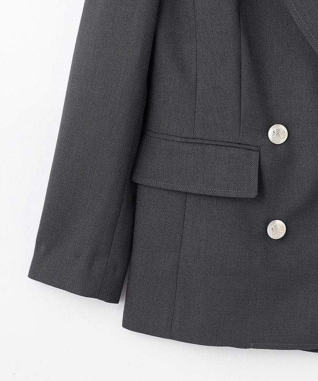 GRACE CONTINENTAL 麻調バックギャザージャケット グレー