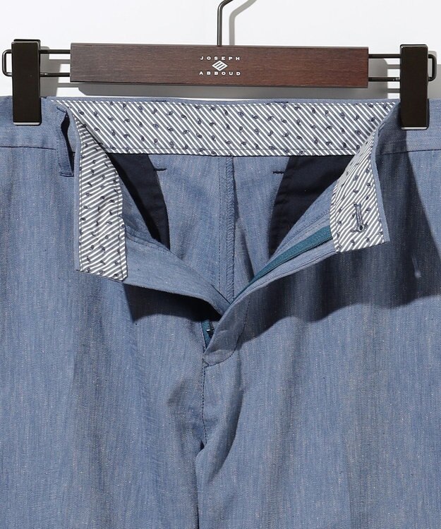 JOSEPH ABBOUD 【ウエストも伸びる/清涼/ストレッチ】ストレッチリネンシャンブレーショートパンツ サックスブルー系