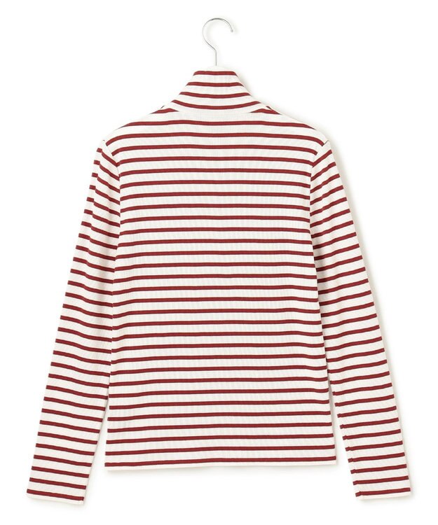 23区 S オーガニックコットンリブ タートルネック カットソー レッドボーダー