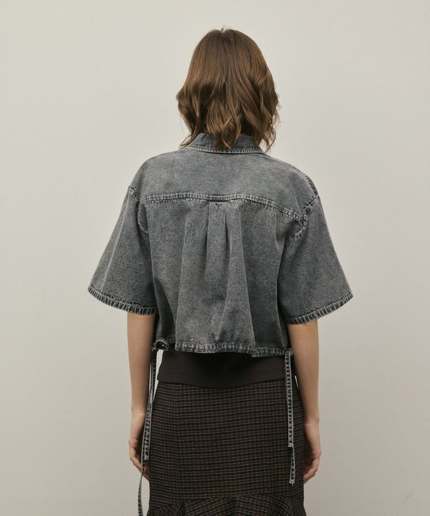 GRACE CONTINENTAL ハーフスリーブデニムシャツ グレー