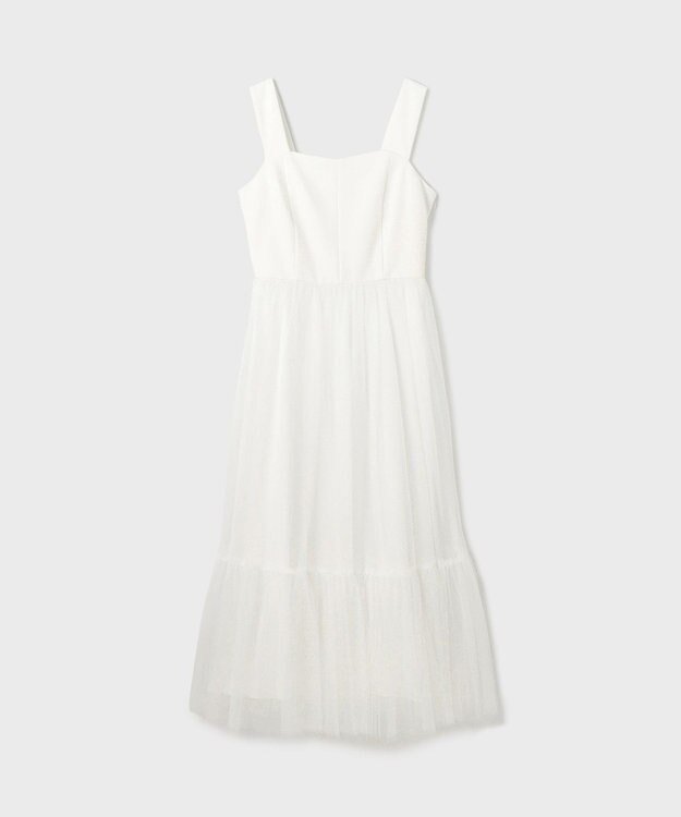 GRACE CONTINENTAL チュールコンビティアードワンピース ホワイト