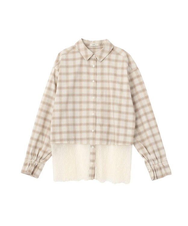 earth music&ecology 適ON レースヘムシャツ Off White