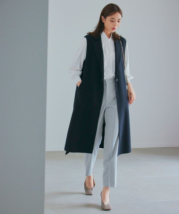 23区 L ウールリバー ロング ジレ ブラック系