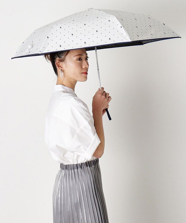MOONBAT POLO RALPH LAUREN（ポロ ラルフローレン）晴雨兼用日傘 ドット 遮光率100% 遮熱 遮熱 UV オフホワイト