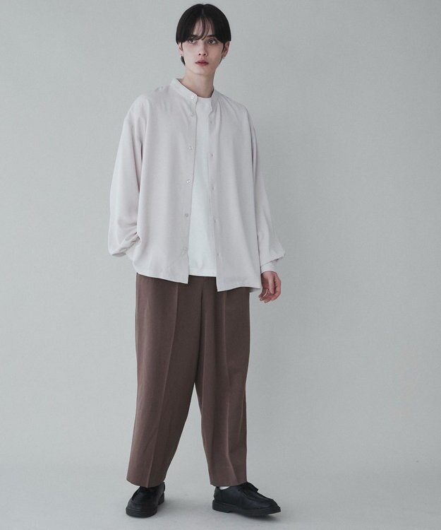 WEGO トロミBIGバンドカラーシャツ ライトベージュ