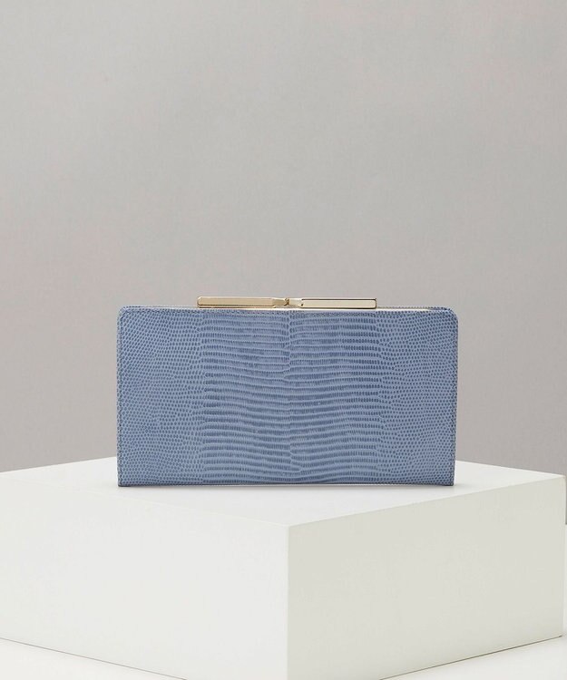 TOPKAPI 【TOPKAPI】イタリアンレザーリザード型押し がま口長財布 LUCIA ルチア ブルーグレー