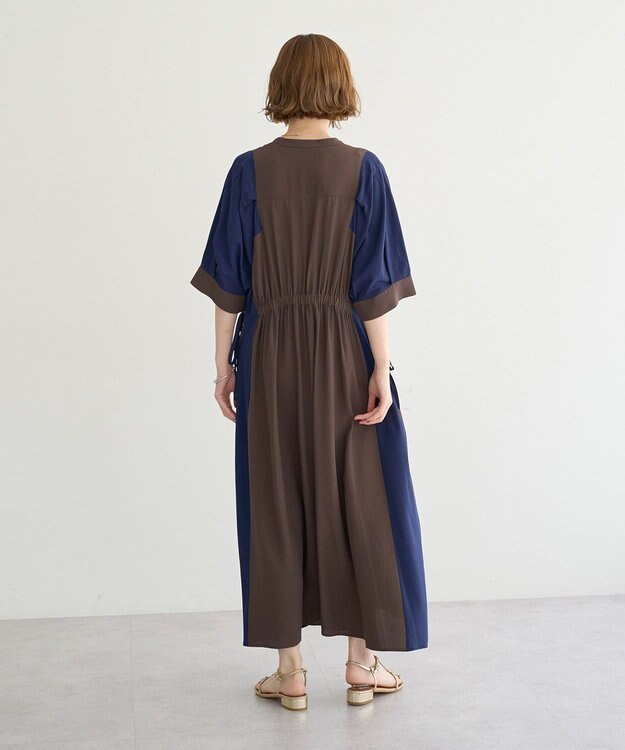 YECCA VECCA 配色デザインシャツワンピース Black