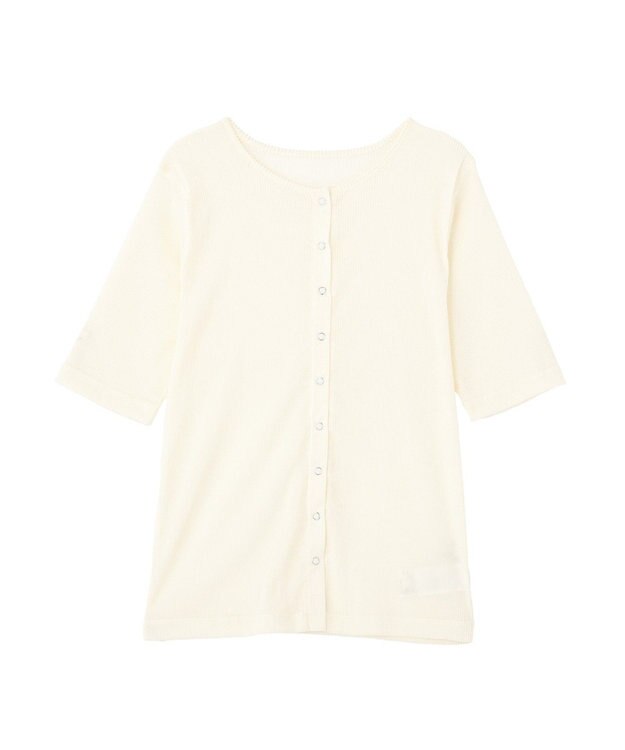 earth music&ecology フロッキーチュールカーディガン Ivory