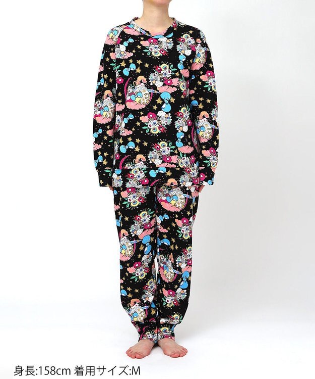 tsumori chisato SLEEP ツモリチサト パジャマ 綿100%(本体) あったか 長袖 長ズボン レディース UDW406 /ワコール ブラック