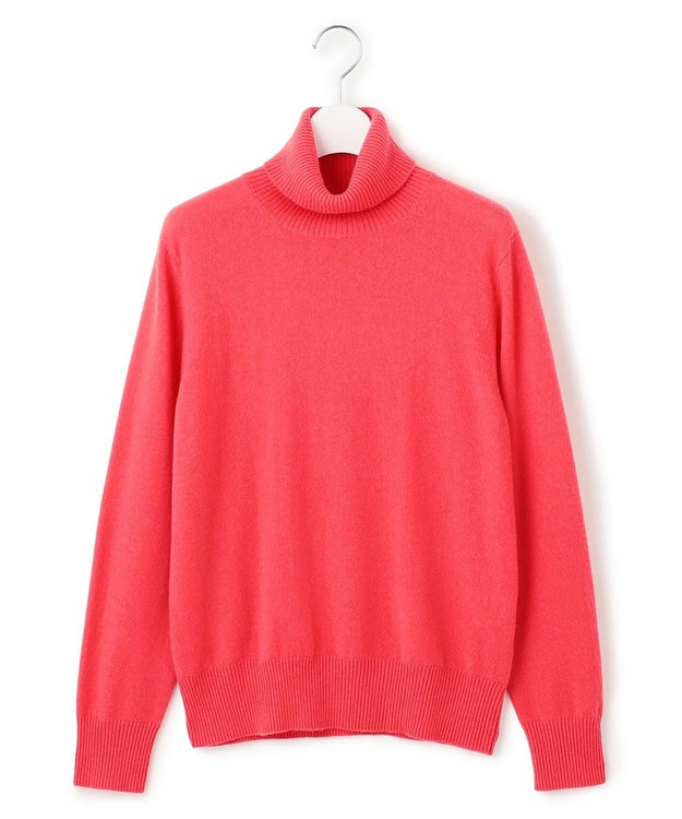 23区 L 【滝沢眞規子さん着用/Oggi掲載/洗える】ピュアカシミヤ タートルネック ニット オレンジ系