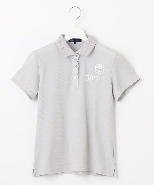 23区GOLF 【WOMEN】【吸水速乾/UVケア】ハニカムカノコ半袖ポロシャツ シンプルながらも機能的 ライトグレー系