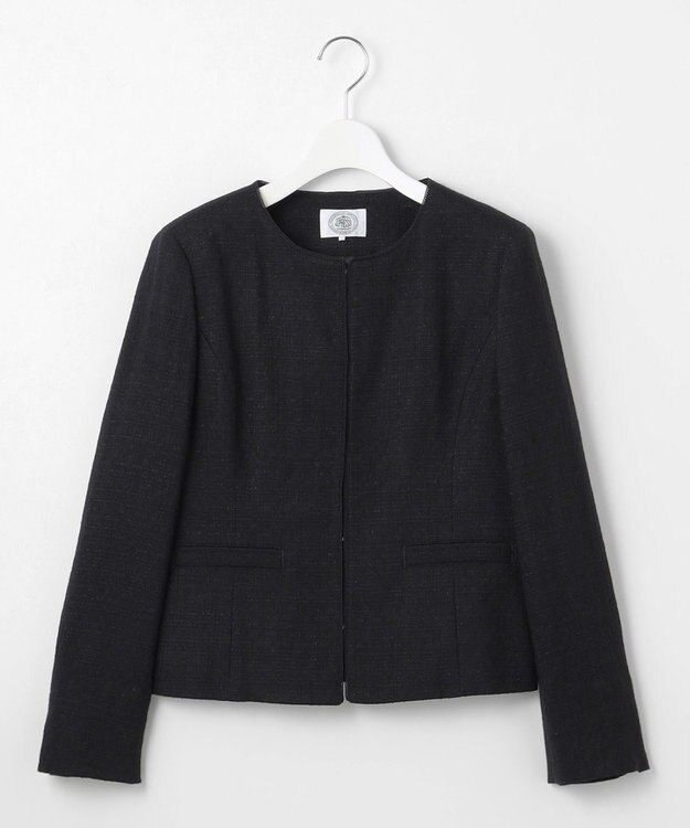 J.PRESS LADIES 【セットアップ対応】Light Tweed ノーカラー ジャケット ネイビーSOLID系6