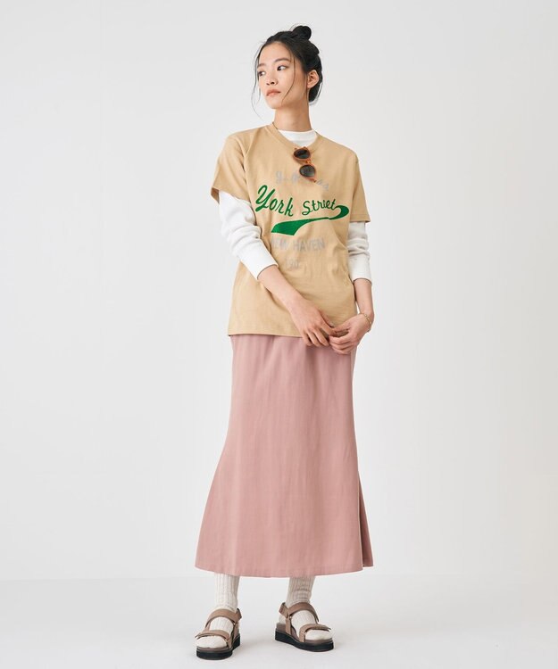 J.PRESS YORK STREET 【UNISEX】ロゴデザインプリントTシャツ ベージュ系