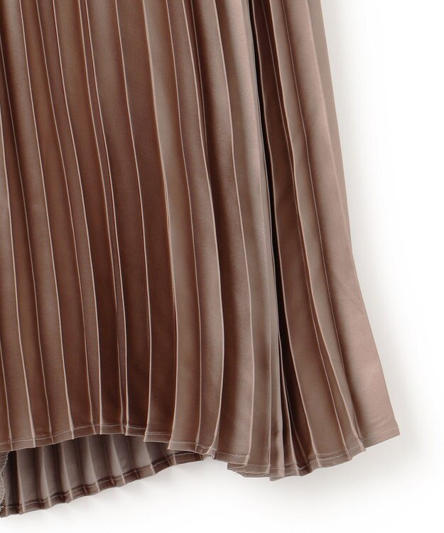 UNFILO 【洗える】チンツプリーツスカート モカ