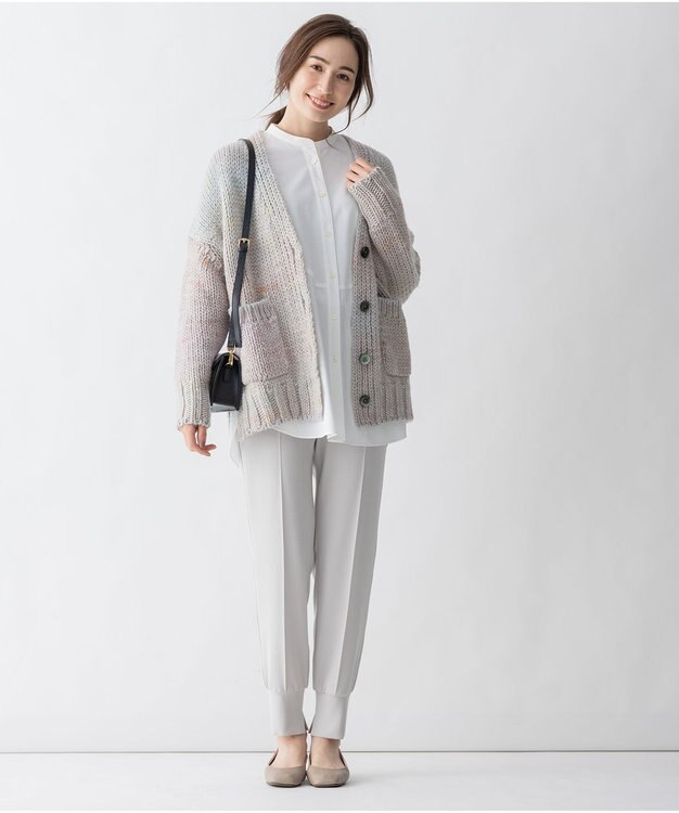 自由区 【Sサイズ有】ボタニカルダイ Vネックカーディガン ベージュ系1