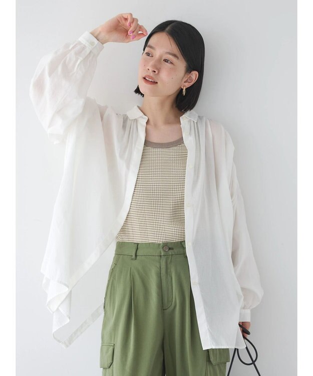 AMERICAN HOLIC カルゼギャザーシャツチュニック Off White