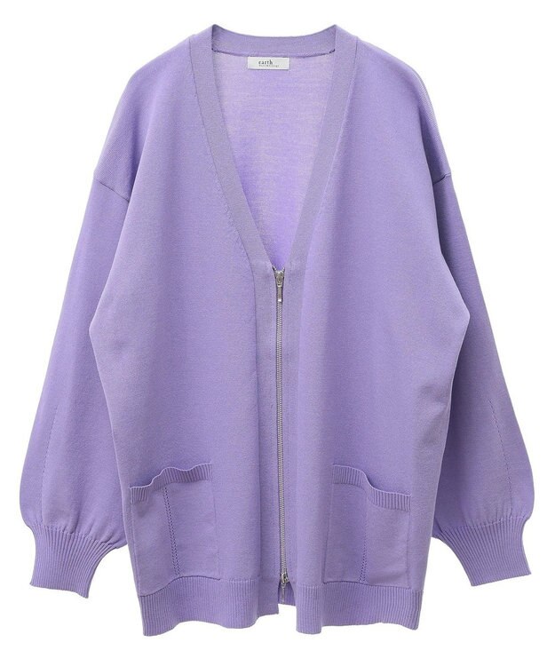 earth music&ecology Ｚｉｐルーズカーディガン Lavender